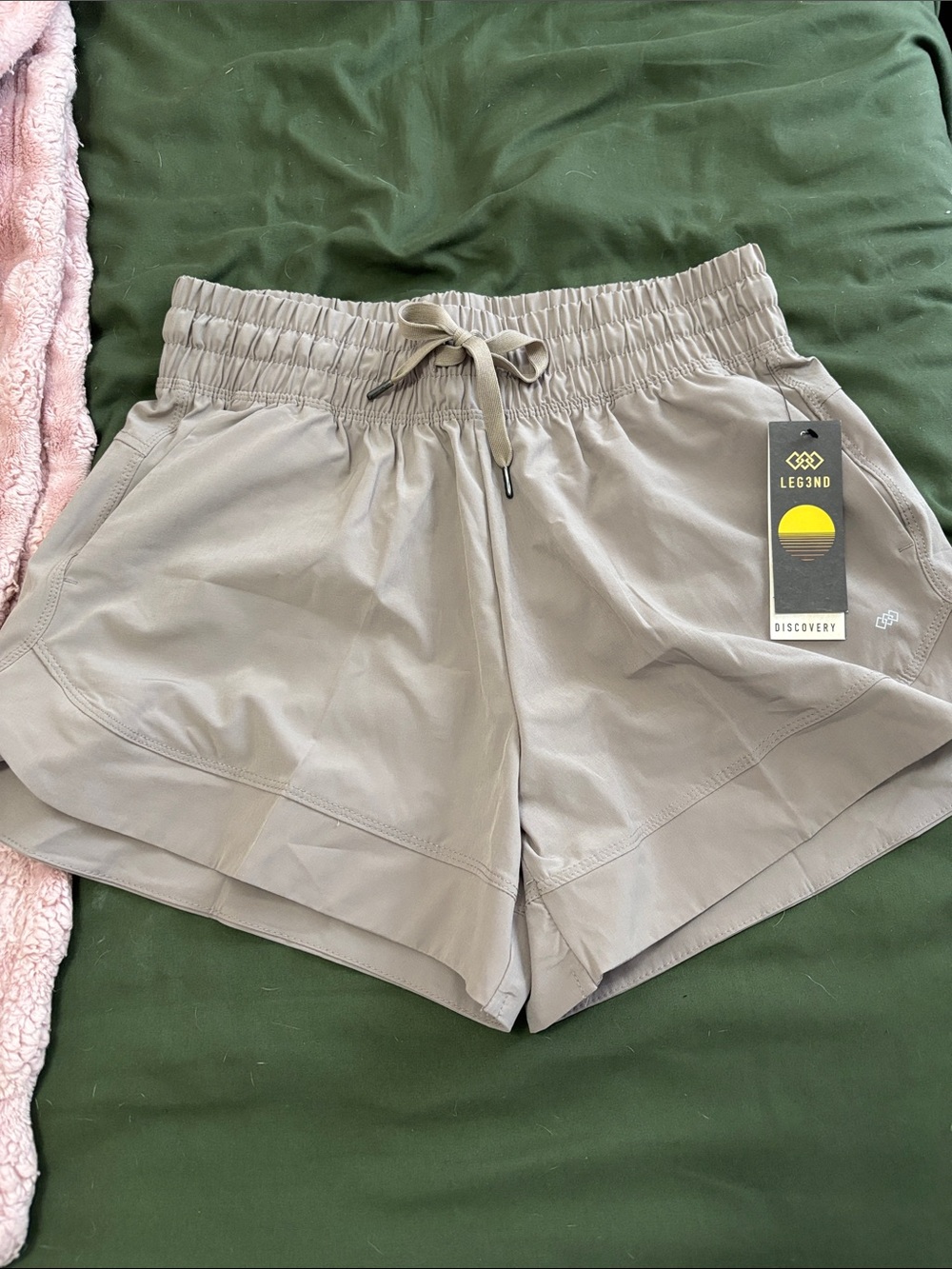 LEG3ND Discovery Women's Taupe Athletic Drawstring Shorts